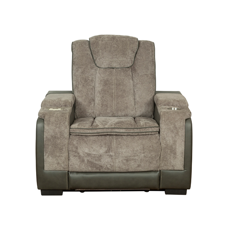 Dual-Tone Power Recliner Chair with Storage Armrests, LED Lighting & USB Charging