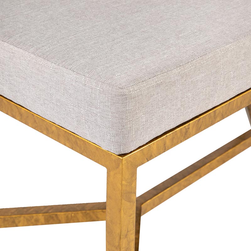 Metal Upholstered Bench with Fabric Cushion