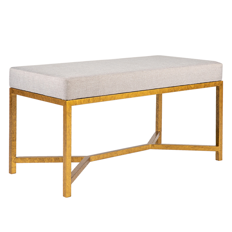 Metal Upholstered Bench with Fabric Cushion