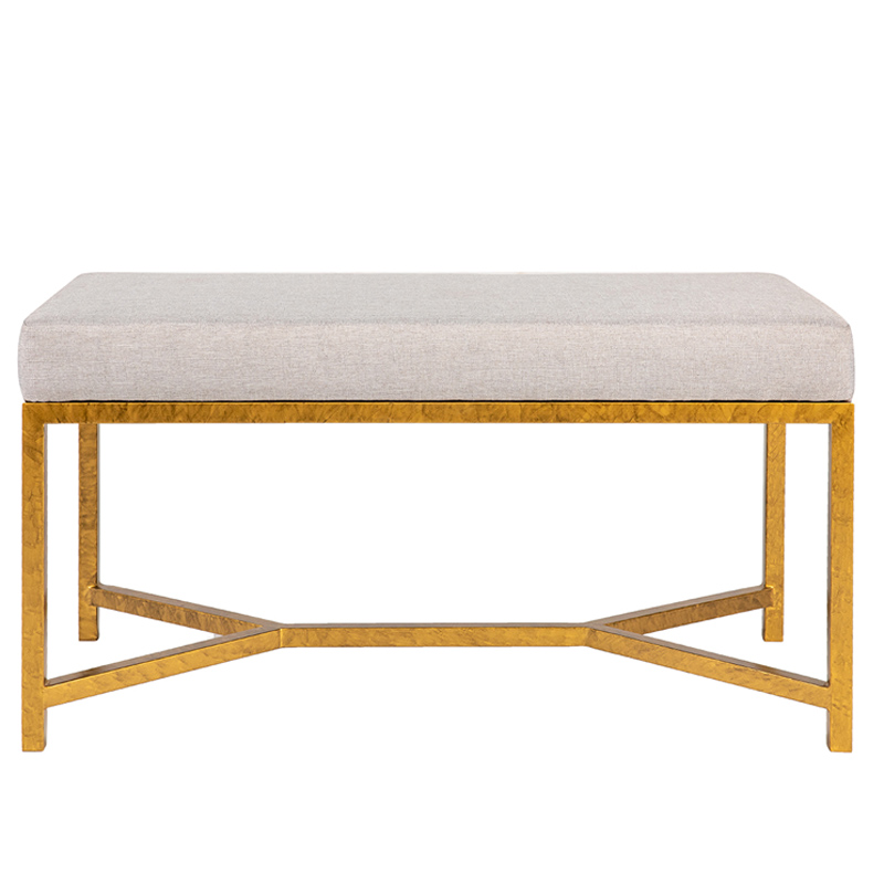 Metal Upholstered Bench with Fabric Cushion