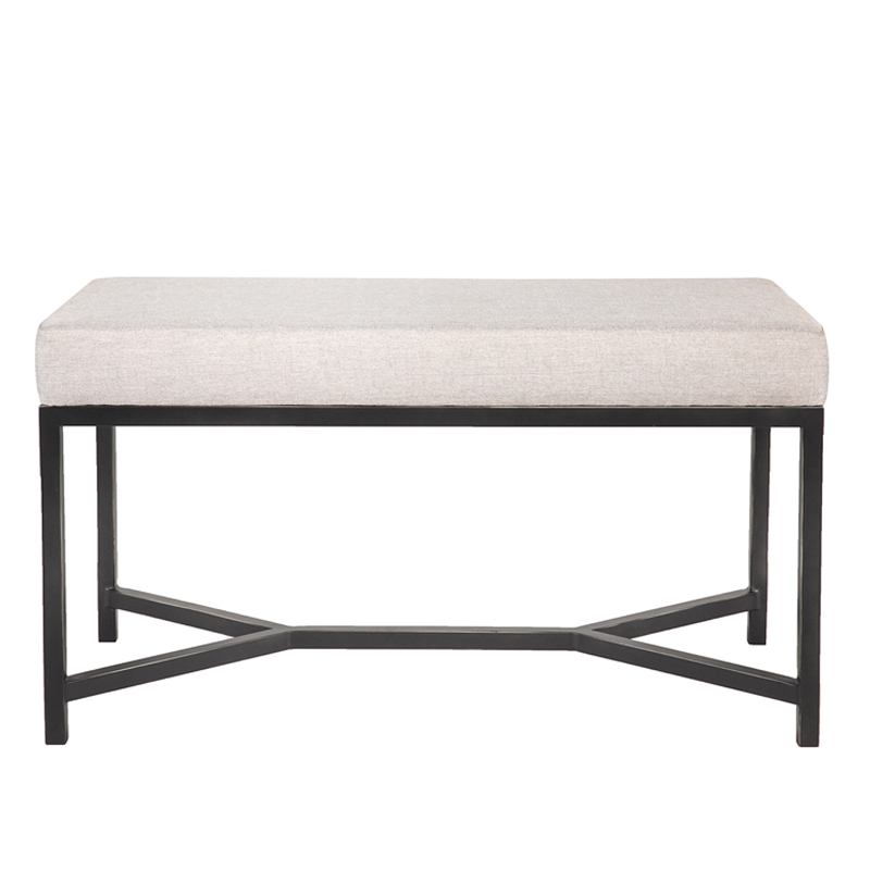 Metal Upholstered Bench with Fabric Cushion