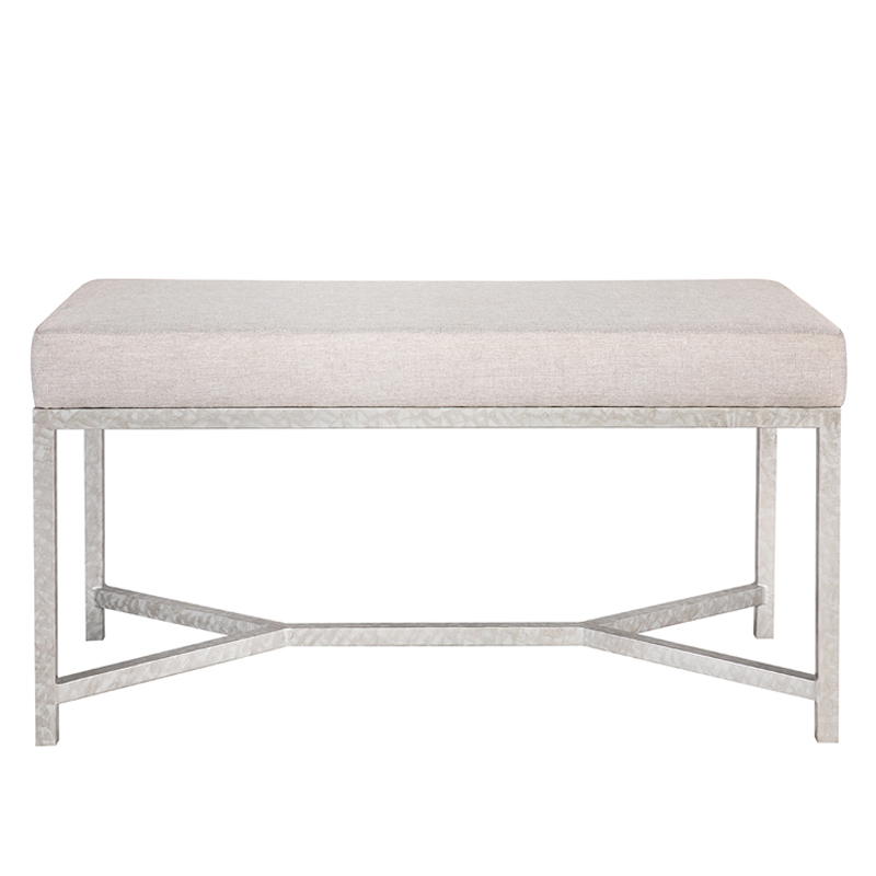 Metal Upholstered Bench with Fabric Cushion