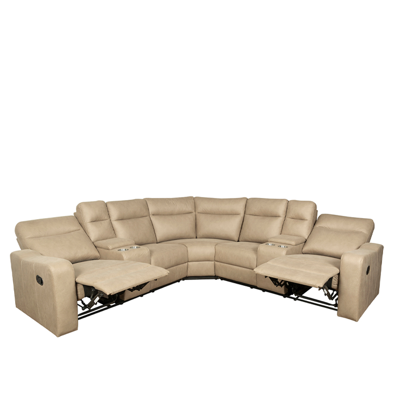 Manual Reclining Sectional Sofa with Storage Console & Cup Holders
