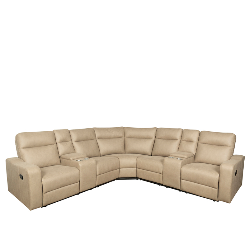Manual Reclining Sectional Sofa with Storage Console & Cup Holders