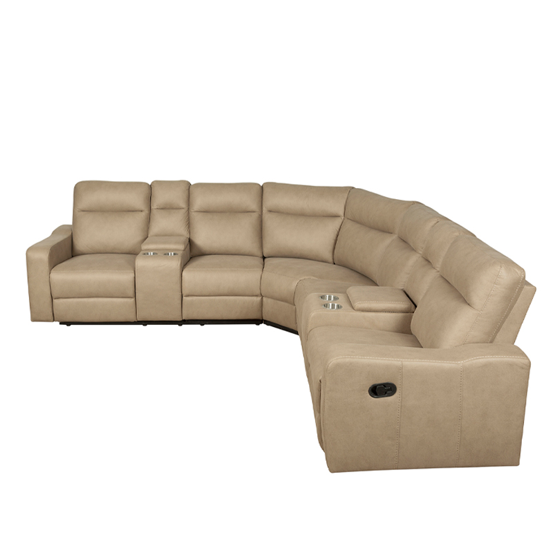 Manual Reclining Sectional Sofa with Storage Console & Cup Holders