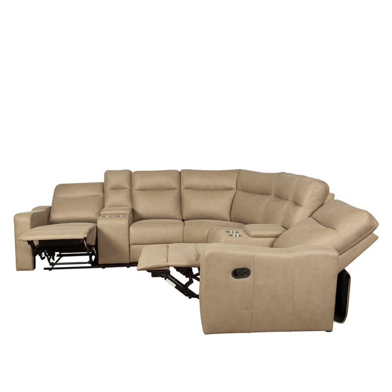 Manual Reclining Sectional Sofa with Storage Console & Cup Holders