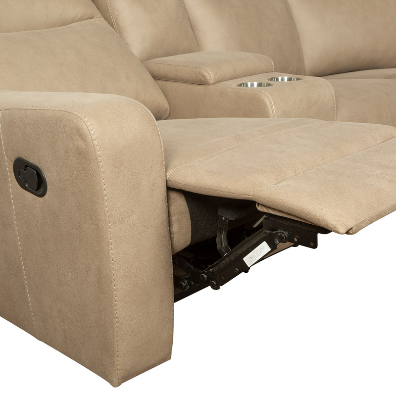 Manual Reclining Sectional Sofa with Storage Console & Cup Holders