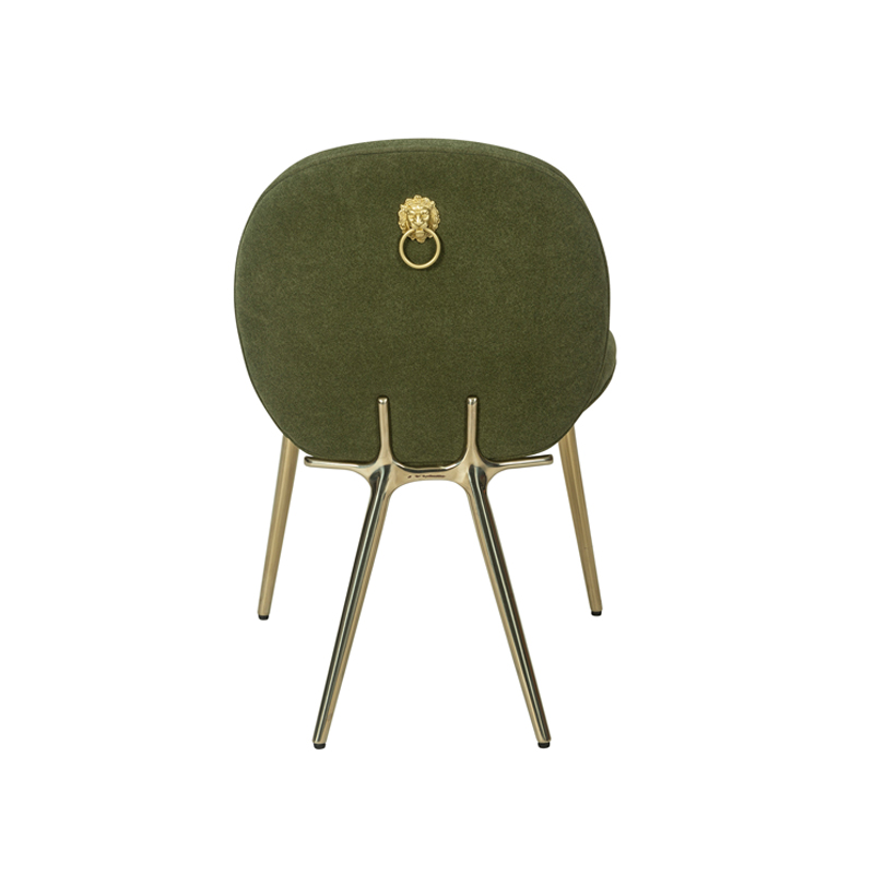 Olive Green Upholstered Dining Chair with Gold Metal Legs