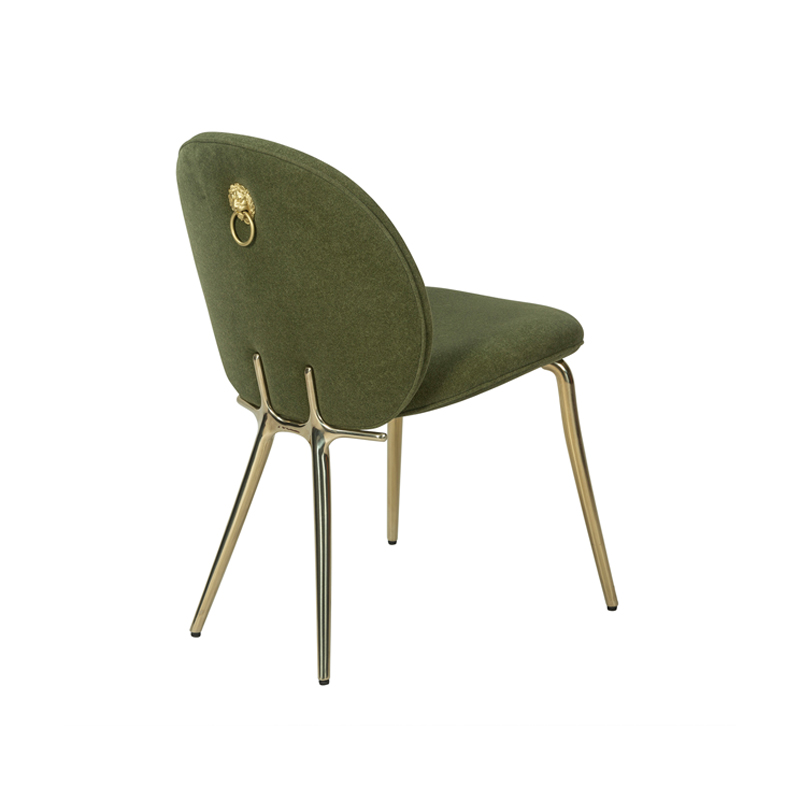 Olive Green Upholstered Dining Chair with Gold Metal Legs