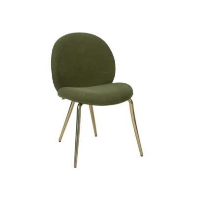 Olive Green Upholstered Dining Chair with Gold Metal Legs