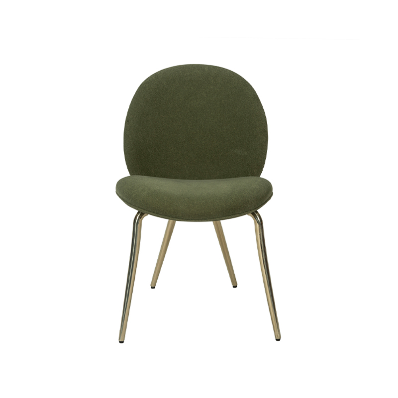 Olive Green Upholstered Dining Chair with Gold Metal Legs