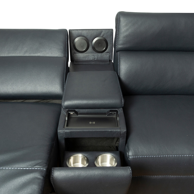 Power Reclining Sectional Sofa with Storage Console & Bluetooth Speaker