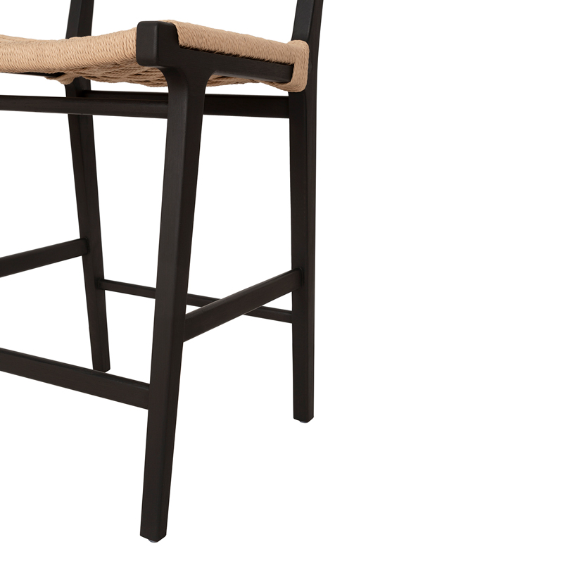 Solid Wood Woven Bar Chair