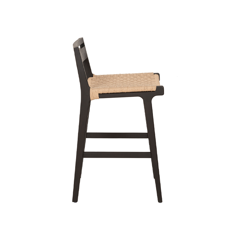 Solid Wood Woven Bar Chair