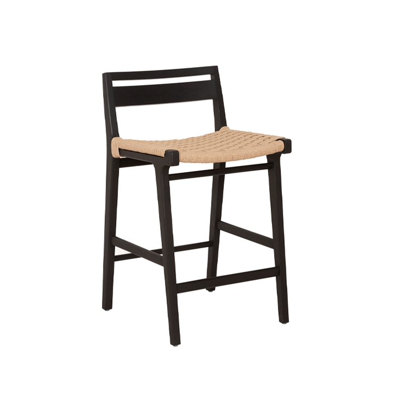 Solid Wood Woven Bar Chair