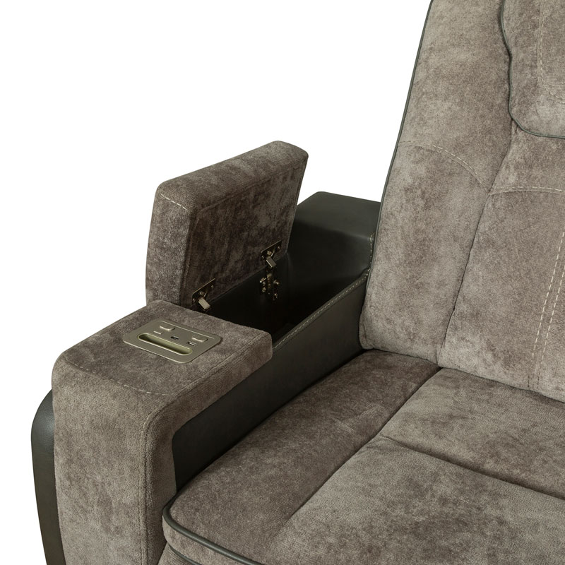 Triple Power Reclining Fabric Loveseat with Storage Console