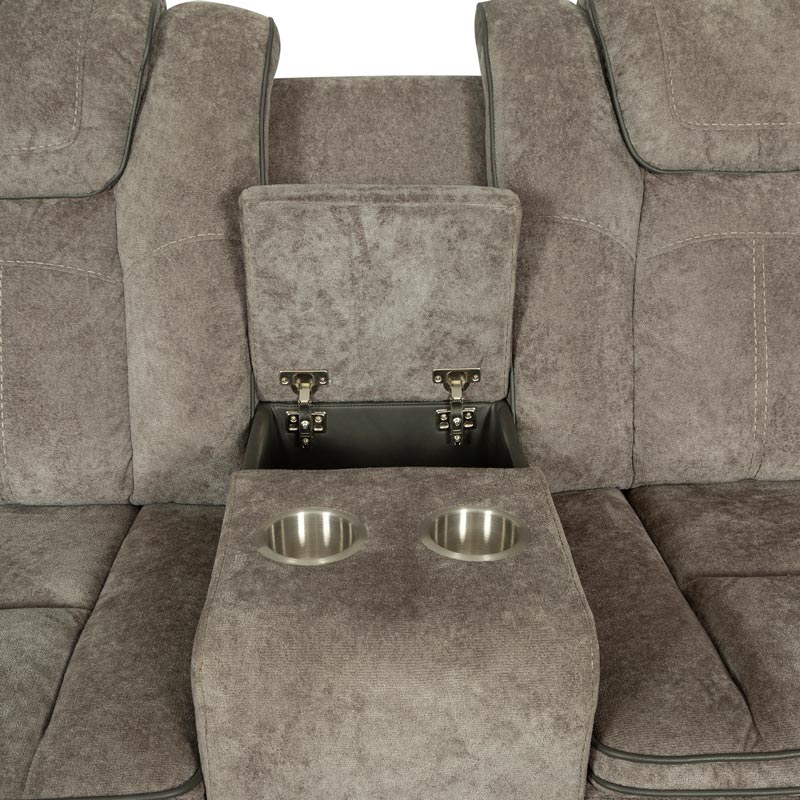 Triple Power Reclining Fabric Loveseat with Storage Console