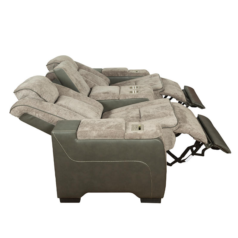 Triple Power Reclining Fabric Loveseat with Storage Console