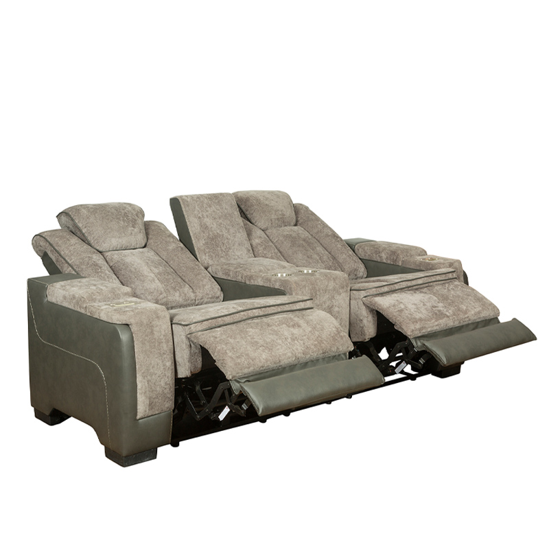Triple Power Reclining Fabric Loveseat with Storage Console