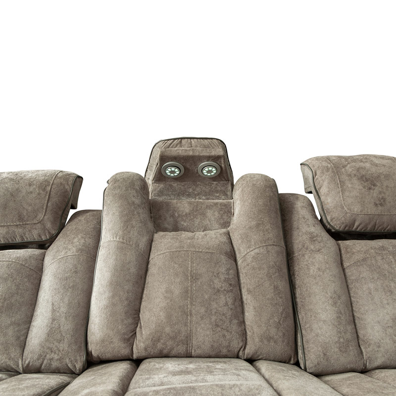 Triple Power Reclining Fabric Sofa with Adjustable Headrests