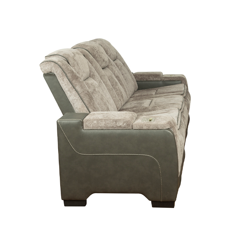Triple Power Reclining Fabric Sofa with Adjustable Headrests