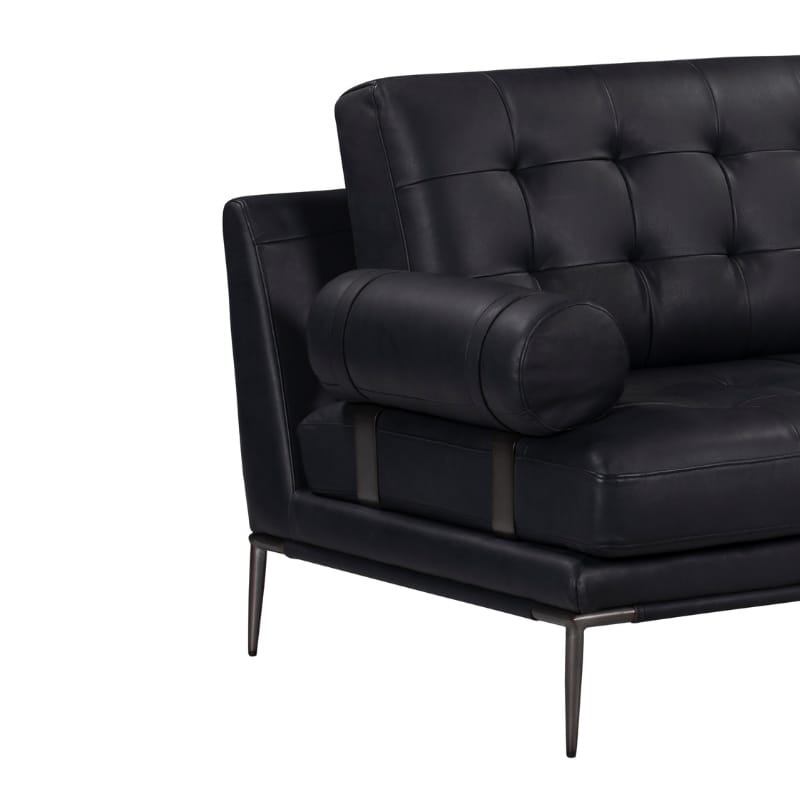 Leather Sofa with Tufted Backrest and Metal Legs | TSF009
