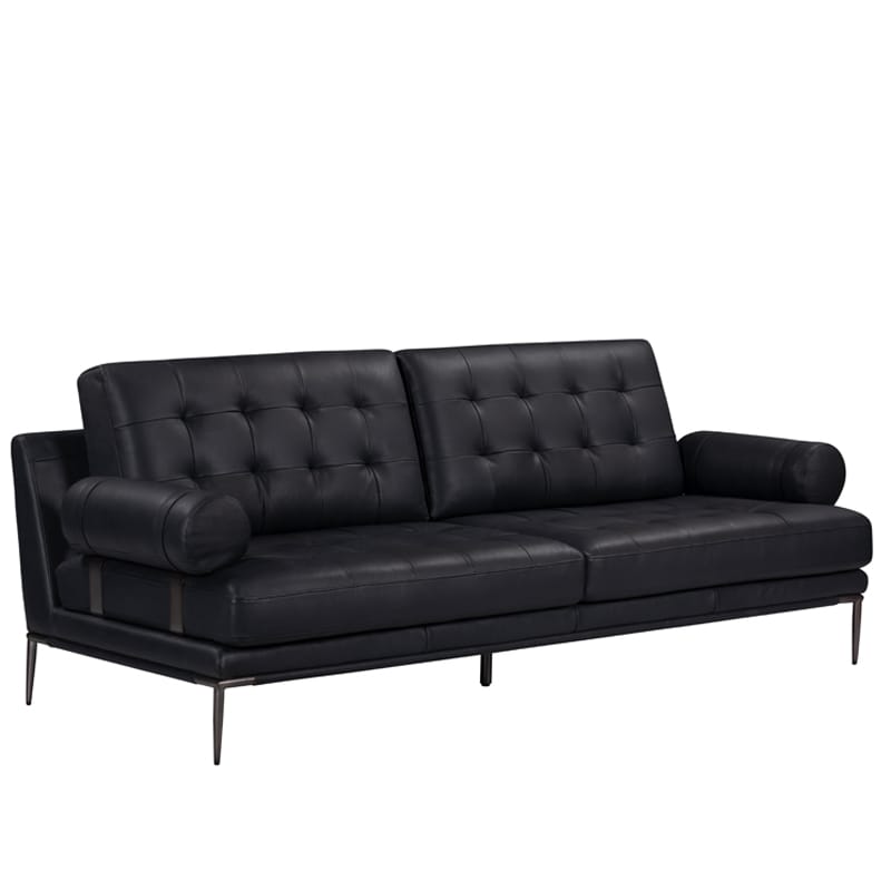 Leather Sofa with Tufted Backrest and Metal Legs | TSF009