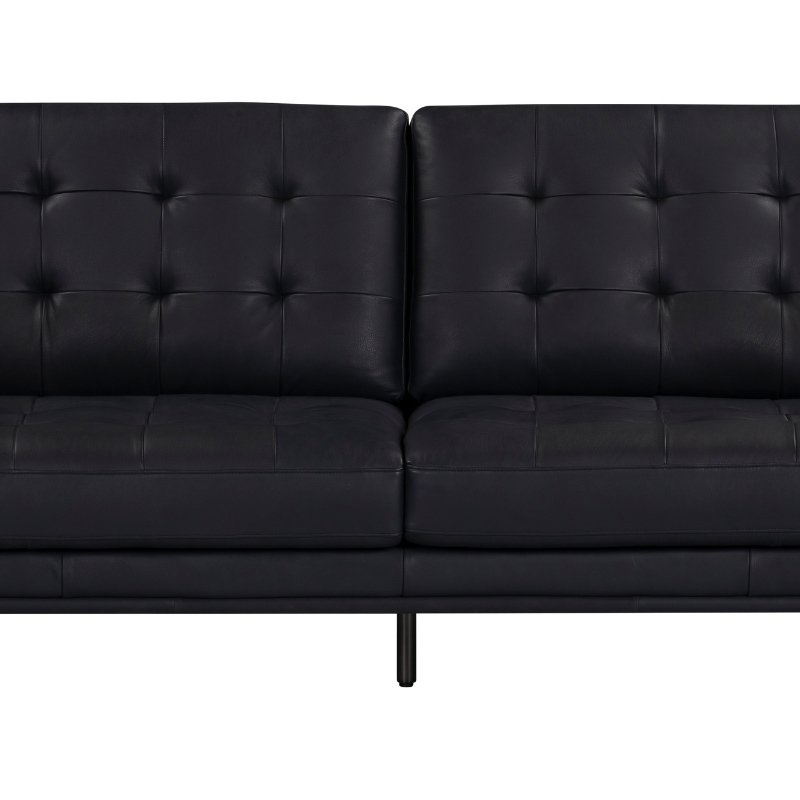Leather Sofa with Tufted Backrest and Metal Legs | TSF009