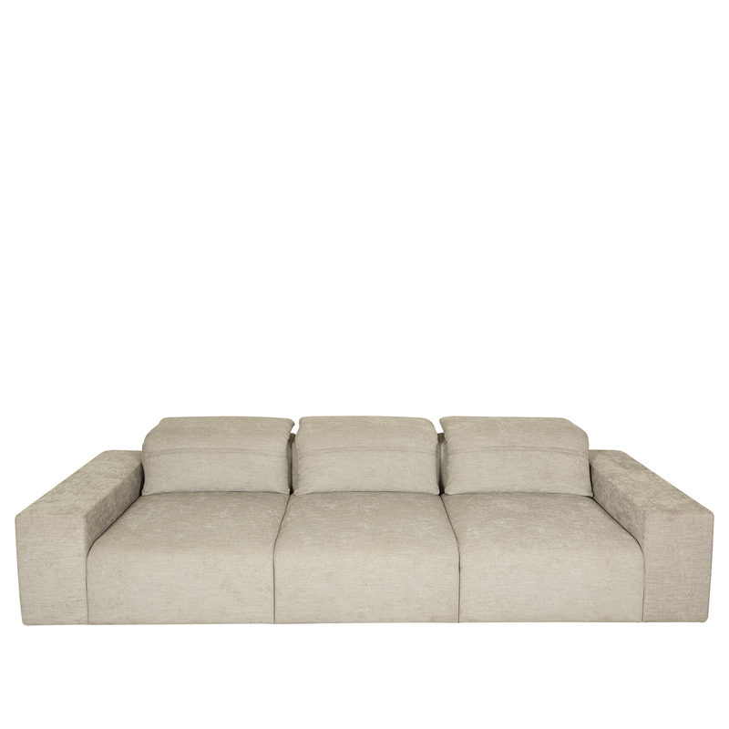 Beige Fabric 3-Seater Sofa with Wide Square Arms | TSF018