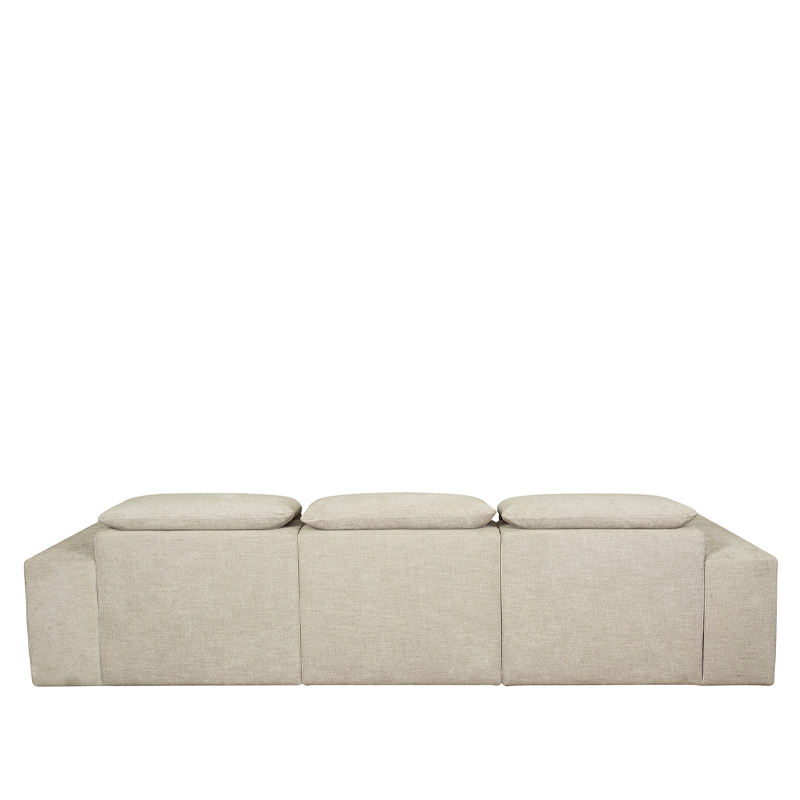 Beige Fabric 3-Seater Sofa with Wide Square Arms | TSF018