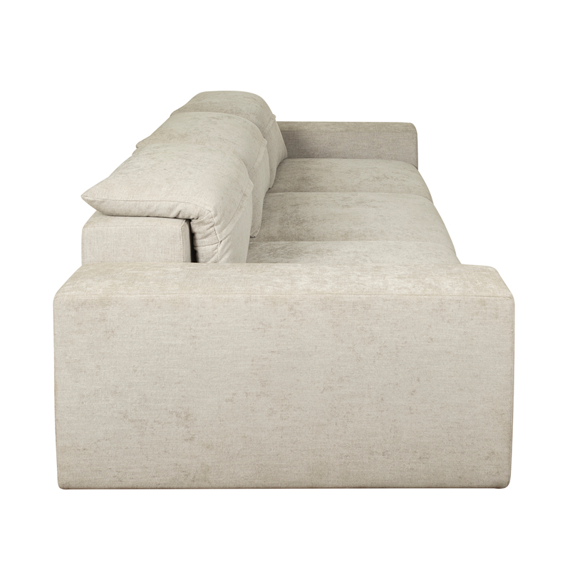 Beige Fabric 3-Seater Sofa with Wide Square Arms | TSF018