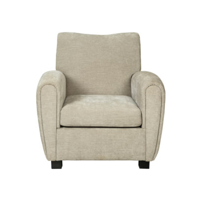 Beige Fabric Upholstered Rolled Armchair