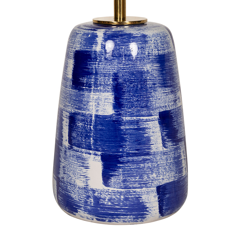 Blue and White Ceramic Base Round Marble Side Table | ST092
