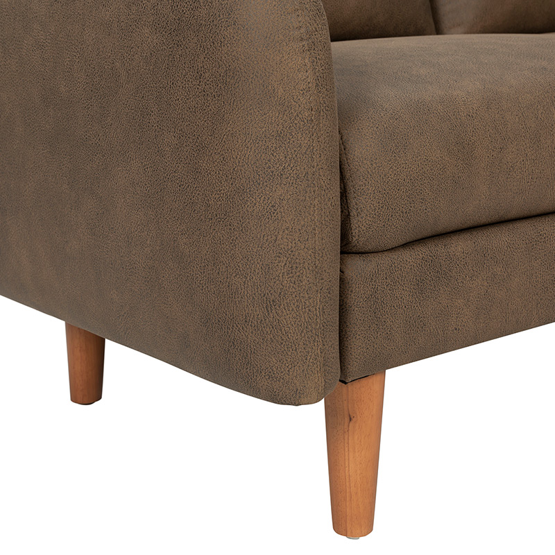 Brown Leather-Look 2-Seater Sofa with Rounded Arms | TSF008A