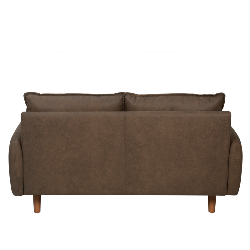 Brown Leather-Look 2-Seater Sofa with Rounded Arms | TSF008A