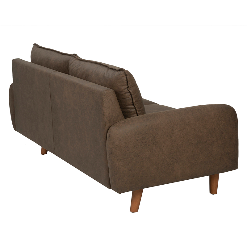 Brown Leather-Look 2-Seater Sofa with Rounded Arms | TSF008A
