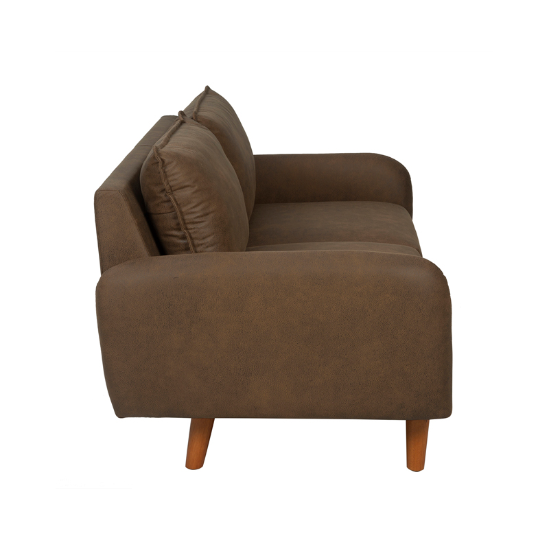 Brown Leather-Look 2-Seater Sofa with Rounded Arms | TSF008A