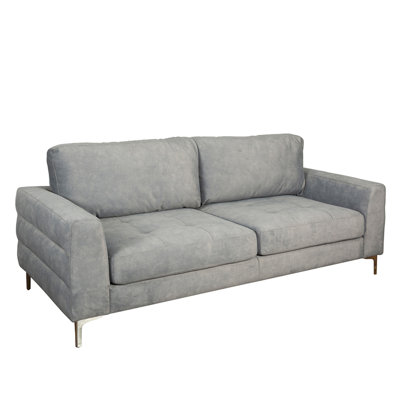 Contemporary Grey Tufted 2-Seater Sofa with Metal Legs | TSF010