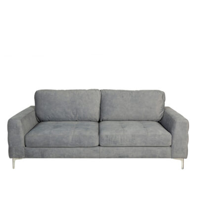 Contemporary Grey Tufted 2-Seater Sofa with Metal Legs