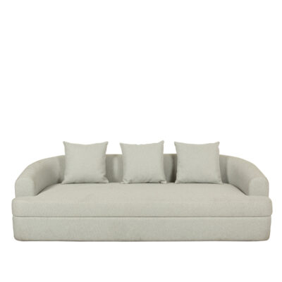 Contemporary Ivory Bouclé 3-Seater Sofa with Curved Arms