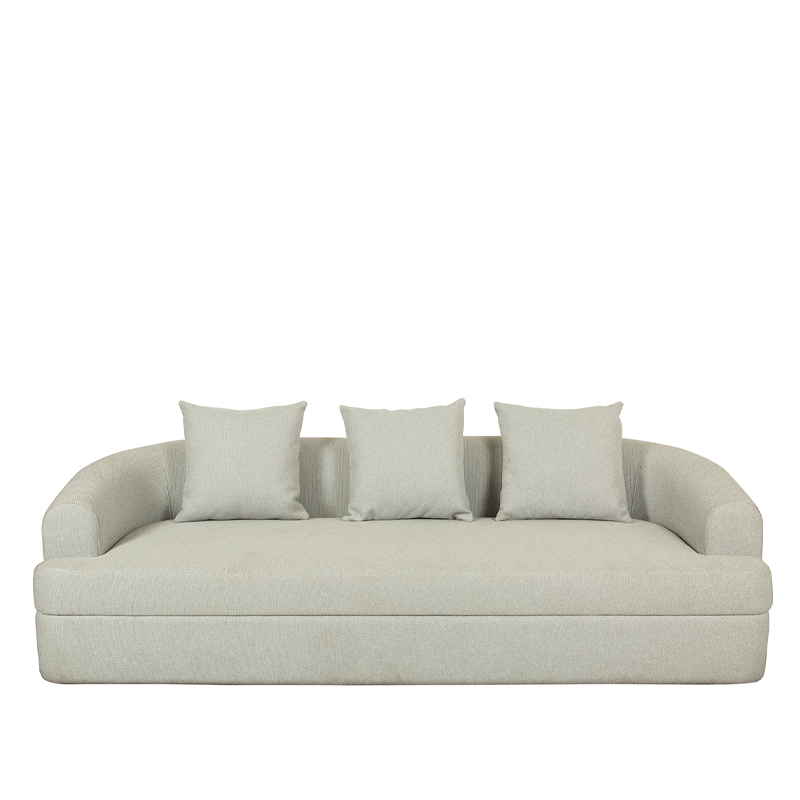 Contemporary Ivory Bouclé 3-Seater Sofa with Curved Arms | TSF016
