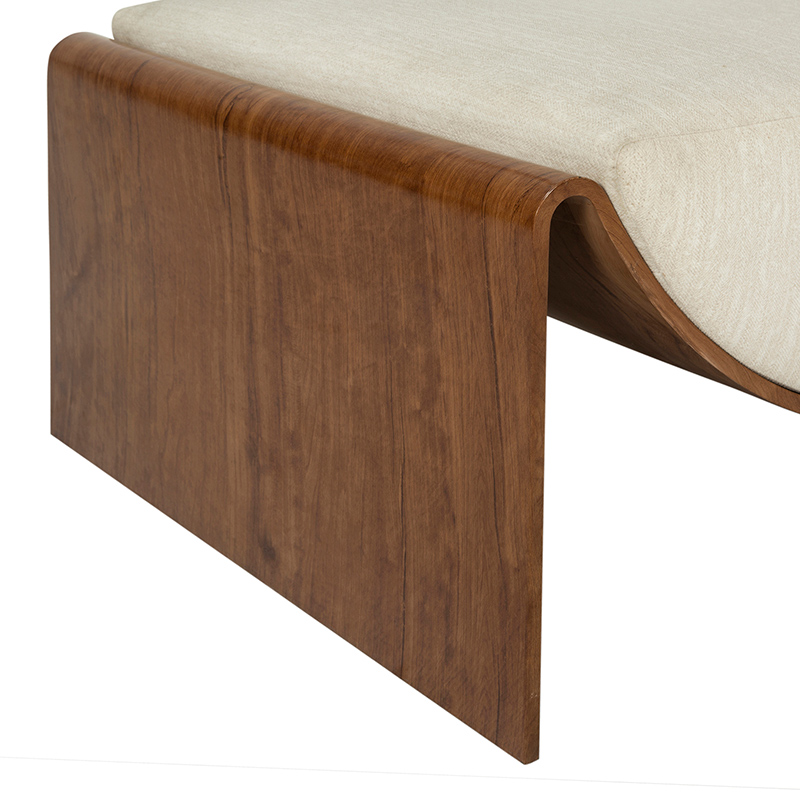 Curved Wood Frame Upholstered Ottoman | TOT001