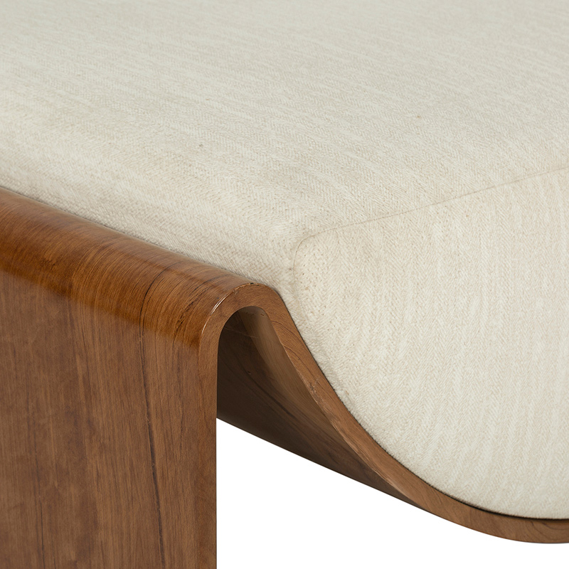 Curved Wood Frame Upholstered Ottoman | TOT001