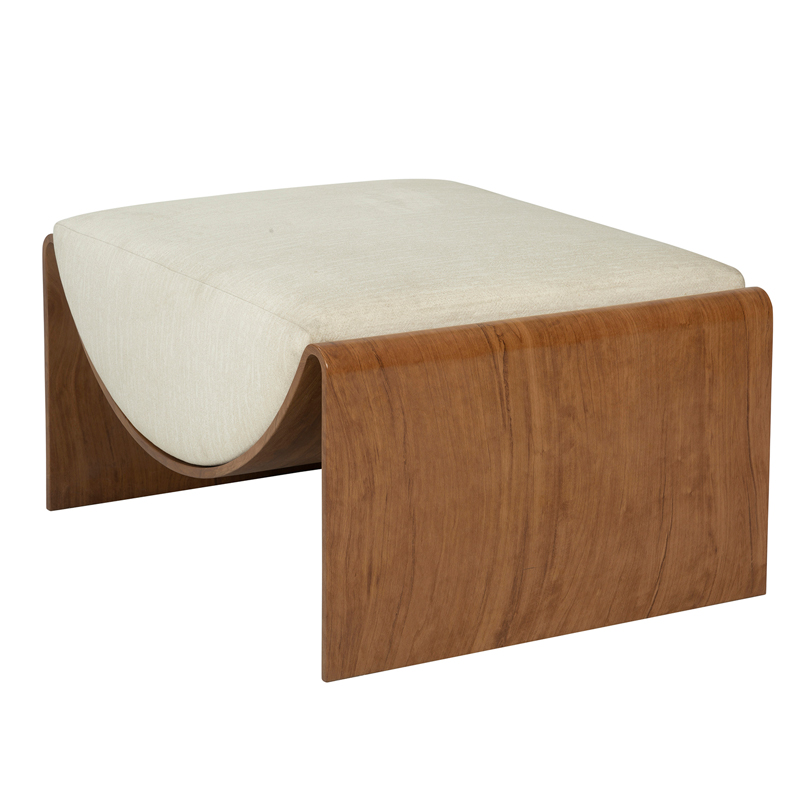 Curved Wood Frame Upholstered Ottoman | TOT001
