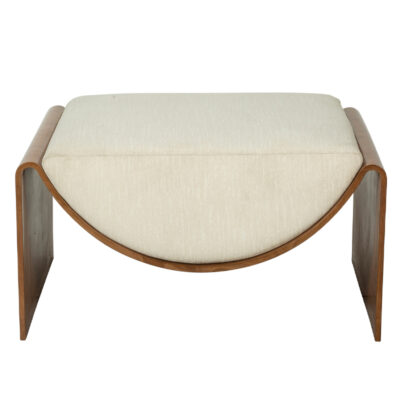 Curved Wood Frame Upholstered Ottoman