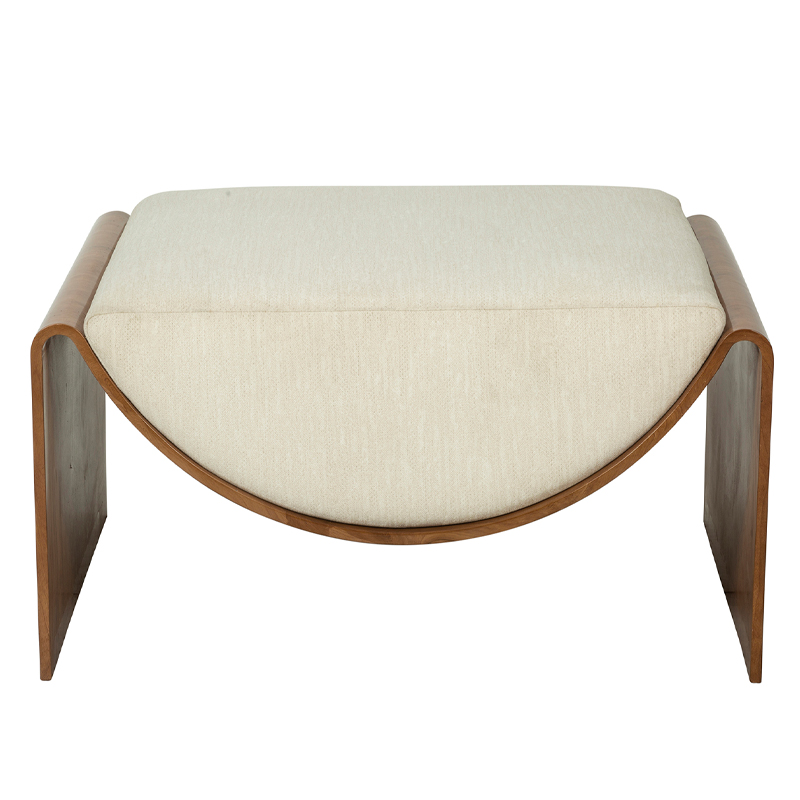 Curved Wood Frame Upholstered Ottoman | TOT001