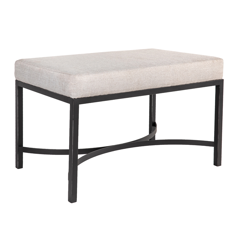 Curved X-Brace Metal Frame Upholstered Ottoman | TOT009
