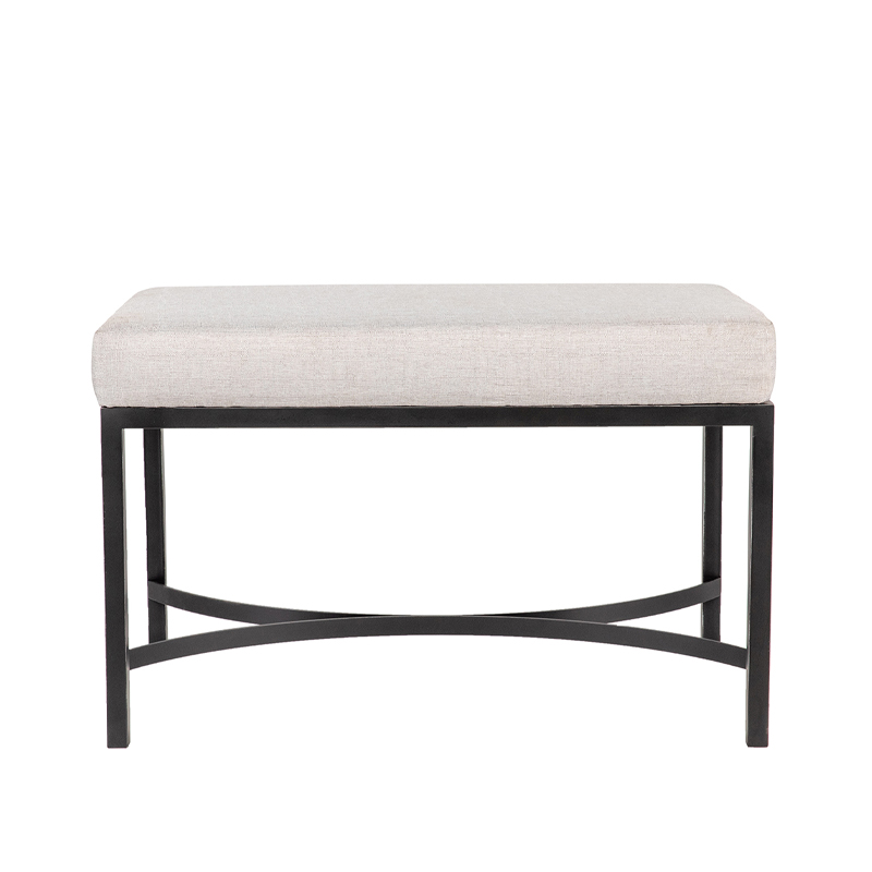 Curved X-Brace Metal Frame Upholstered Ottoman | TOT009
