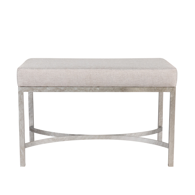 Curved X-Brace Metal Frame Upholstered Ottoman | TOT009