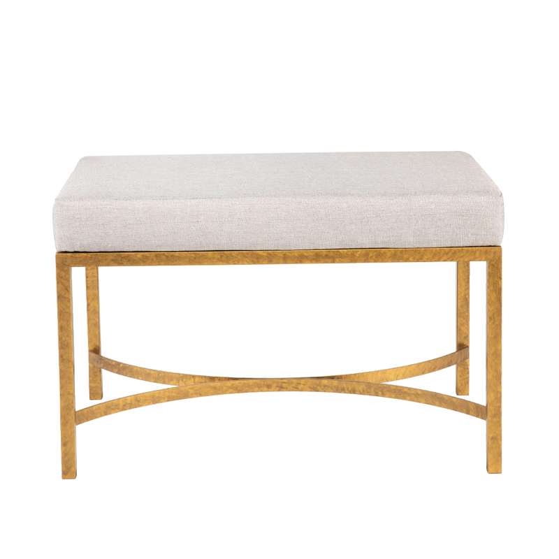 Curved X-Brace Metal Frame Upholstered Ottoman | TOT009